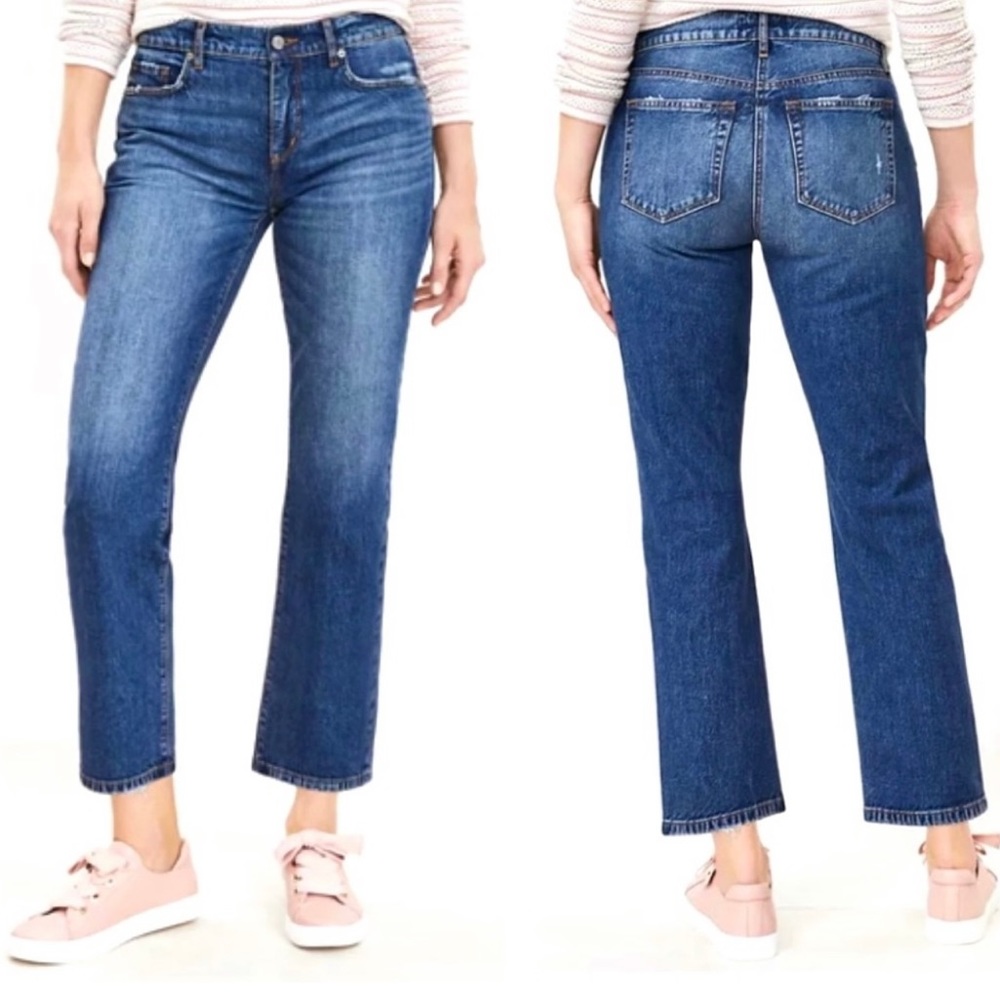 Loft Curvy Straight Crop Jeans raw hem